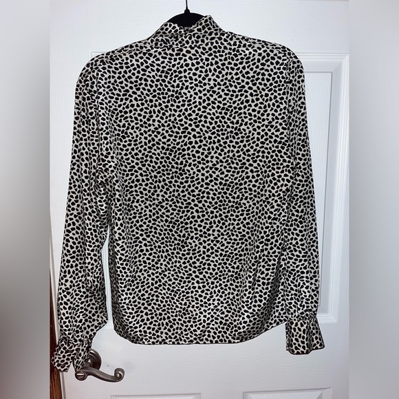 Vintage Castleberry Black and White Tie Neck Patterned Blouse - Picture 3 of 3